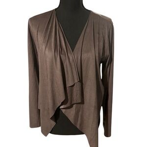 Million Faux Velvet Open Drape Cardigan